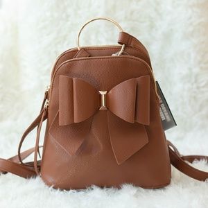 LIKE DREAMS Women's Vegan Leather Backpack with Bow Detail